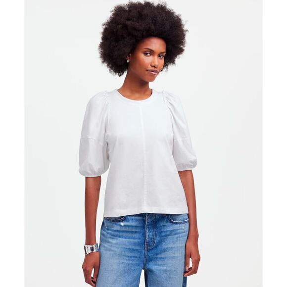 Madewell Puff-Sleeve Tee Eyelet White XXS - Picture 1 of 6